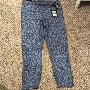 NWT Under Armour large Blue Patterned compression heat gear Leggings  B